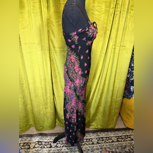 Rare Vintage 90s Betsey Johnson New York Bias Cut Floral Baroque Midi Dress XS - Picture 4 of 9